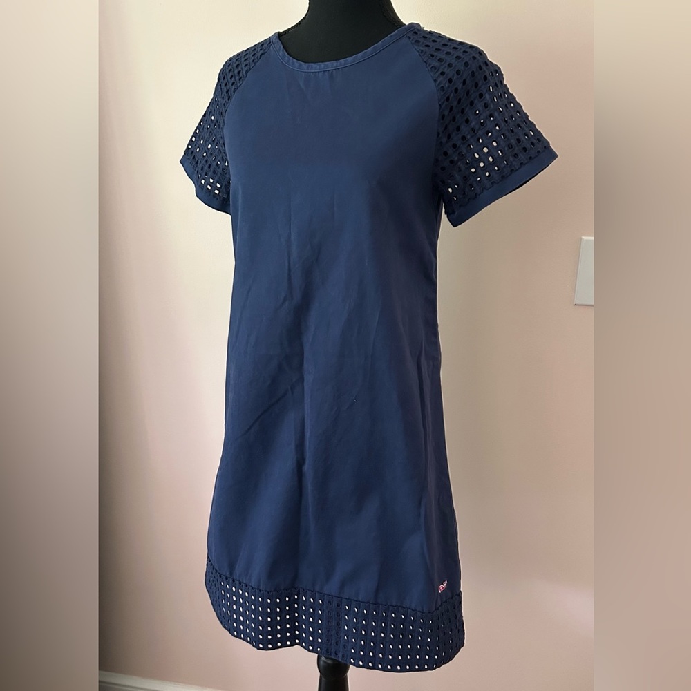 Vineyard Vines Navy Blue Eyelet Dress - Girls Size 16